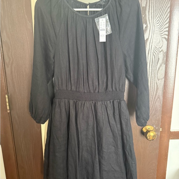 J. Crew Palmero Black Long Sleeve Linen Dress - Picture 5 of 7